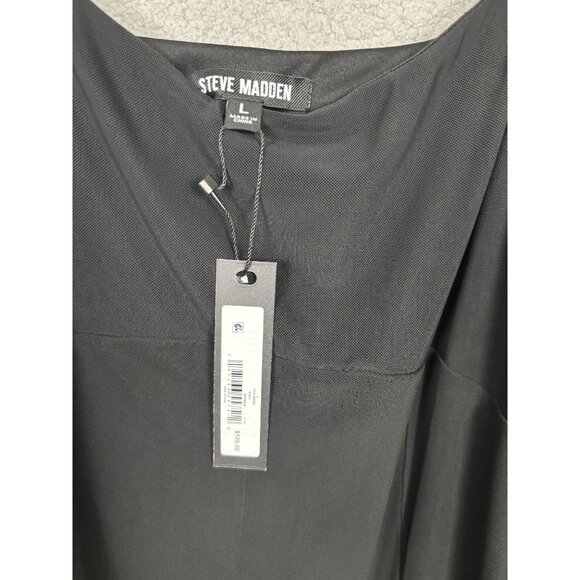 Steve Madden Black Midi Vita Dress With Lace Panels & Straps Black Large NWT's - Picture 7 of 8